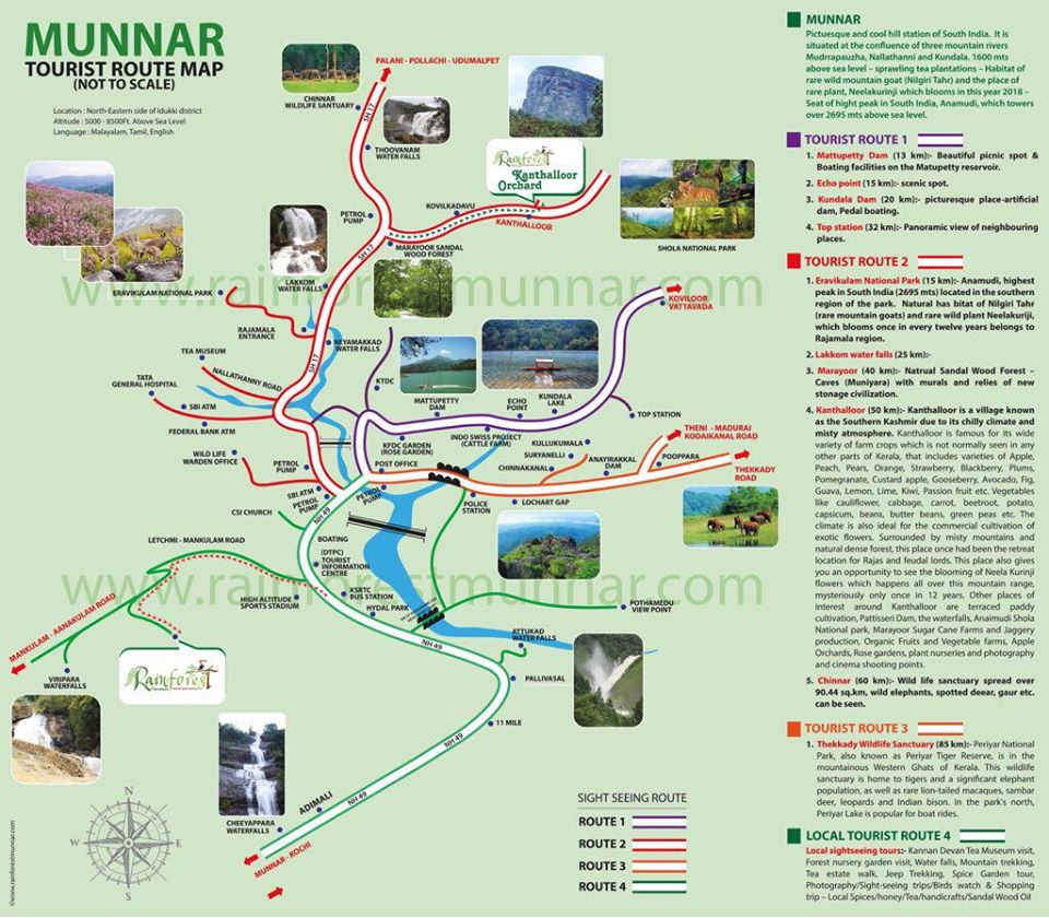 Munnar Map Tourism Places 